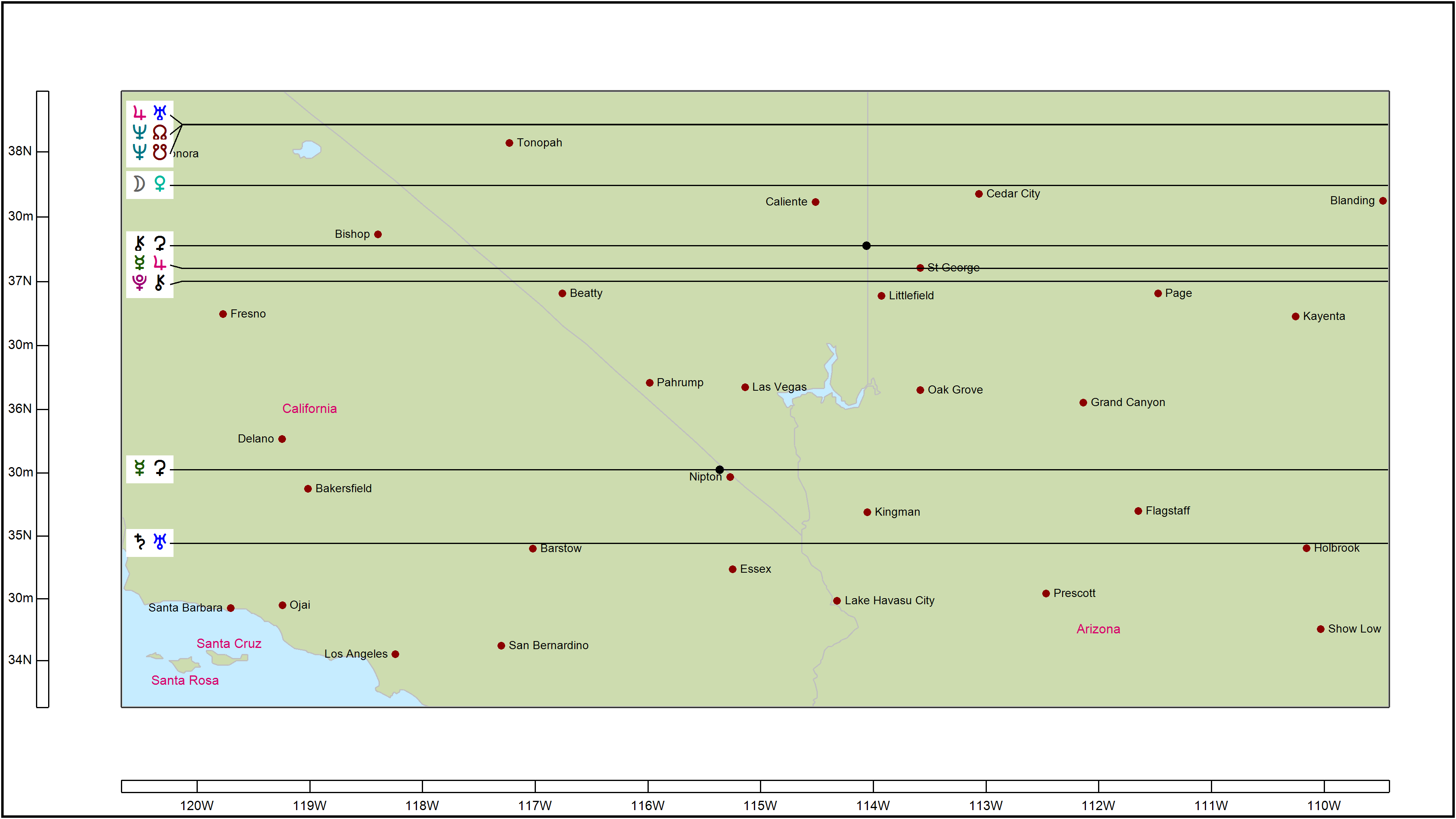 Astrology Map Lines Example - Parans
